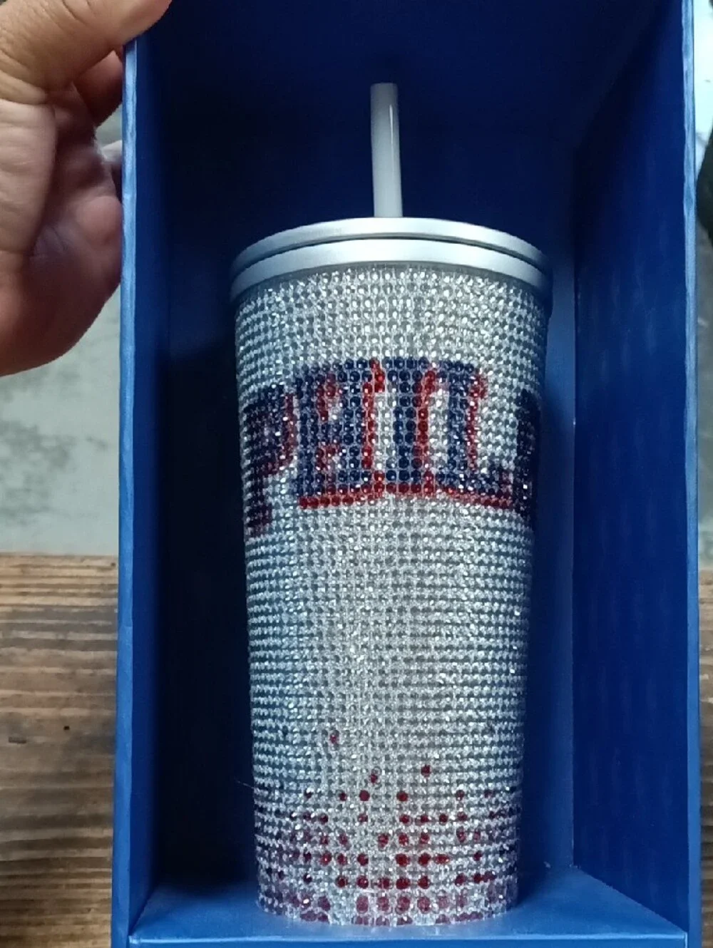 NBA Philadelphia Rhinestone Tumbler Cup - Silver, Red & Blue